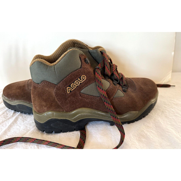 Vintage ASOLO Mens Hiking Camping Boots Size 8 Brown Gray Suede Outdoor - Picture 1 of 8